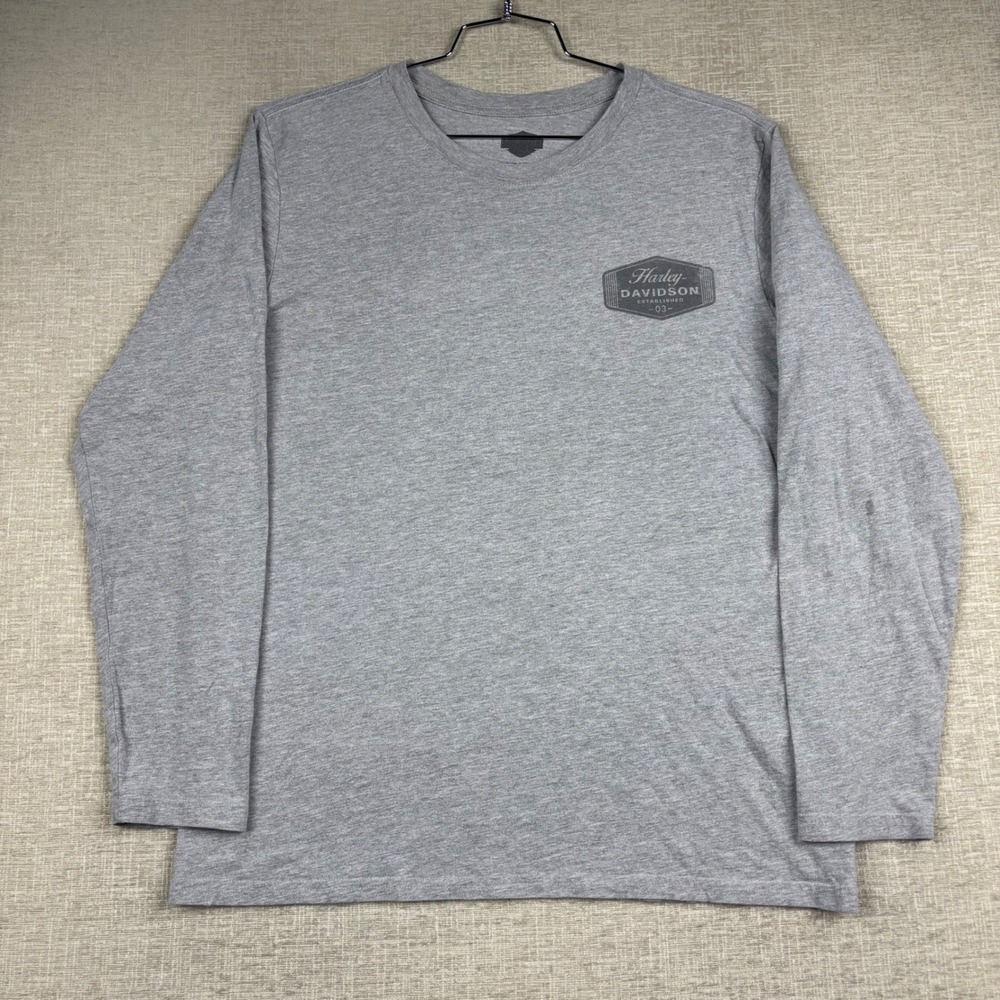 Harley-Davidson Mens Long Sleeve Graphic T-Shirt Gray Large CK-68